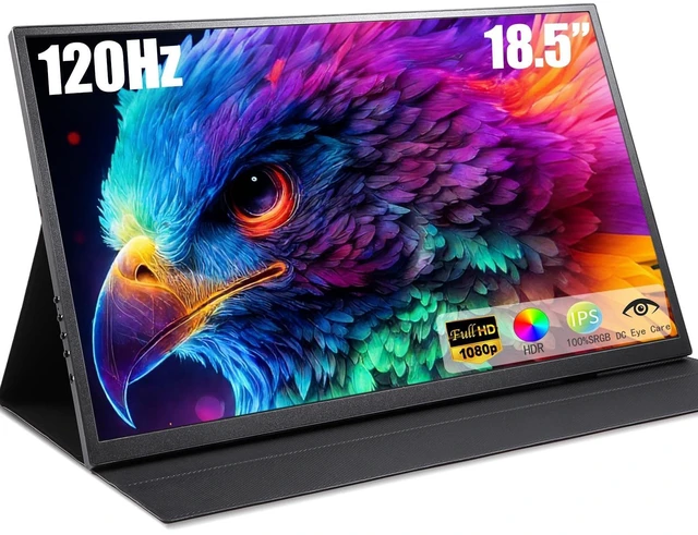 Main image of 18.5 Inch Large Portable Monitor for Laptop, 120Hz IPS FHD 1080P USB-C HDMI Display with Sleeve Case VESA Mountable, 100% sRGB, Ultra-Slim Second Screen for PC/PS5/Switch Built-in Speaker