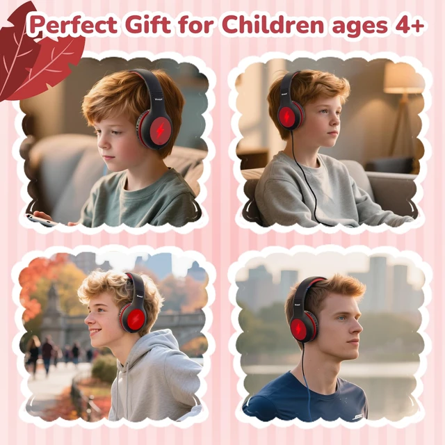 Alt view image 7 of 7 - Kids USB C Headphones for School, Safe Listening Wired Over-Ear Headphones with LED Lights, Volume Limiter & Microphone, Foldable Design for iPhone 16/ 17, iPad, Tablet