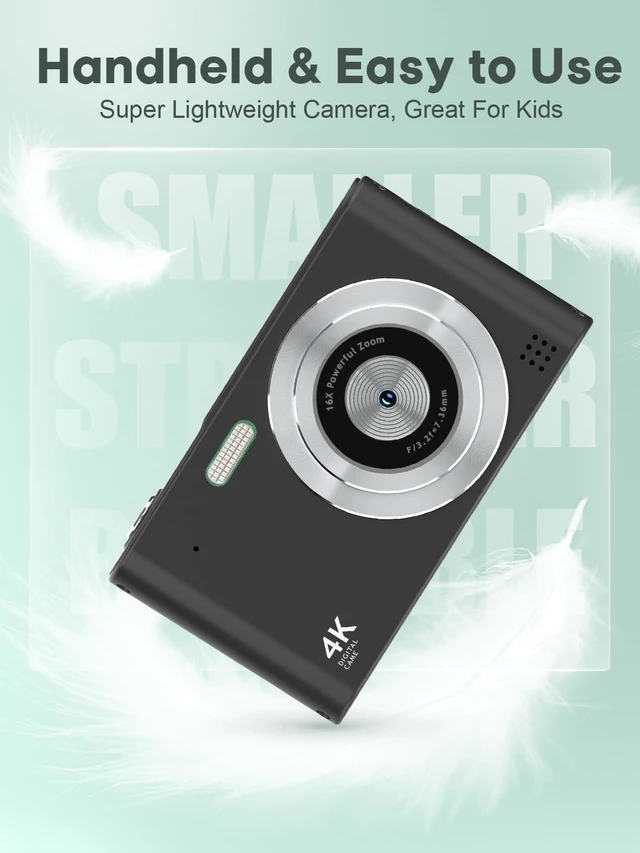 Alt view image 3 of 6 - Digital Kids Camera 1080P Vlog Camera with 64GB, Lanyard, 16X Zoom Anti Shake, Card Reader 44MP Compact Portable Point Shoot Digicam for Kid Teen Girl Boy Christmas Halloween Thanksgiving(Black)
