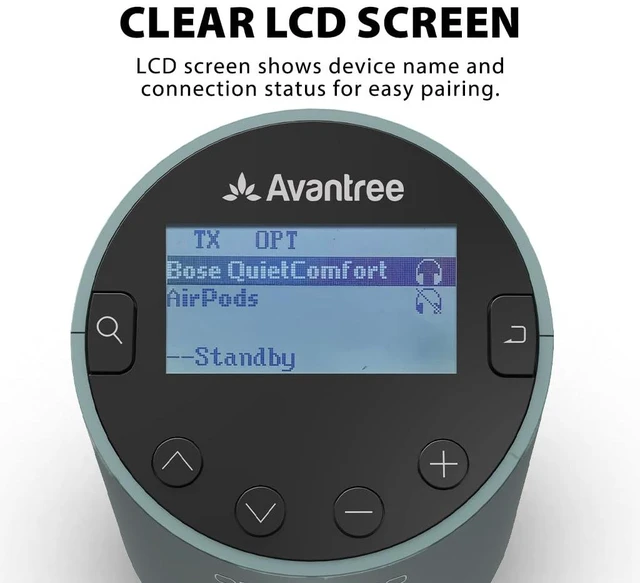 Alt view image 2 of 6 - Orbit Pro - Bluetooth TV Transmitter with LCD and Remote Connect AirPods or other headphones to TVs with optical or AUX output and adjust volume using the included remote