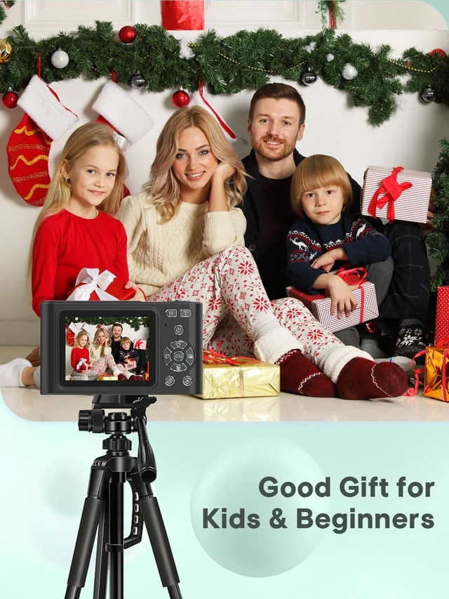Alt view image 6 of 6 - Digital Kids Camera 1080P Vlog Camera with 64GB, Lanyard, 16X Zoom Anti Shake, Card Reader 44MP Compact Portable Point Shoot Digicam for Kid Teen Girl Boy Christmas Halloween Thanksgiving(Black)