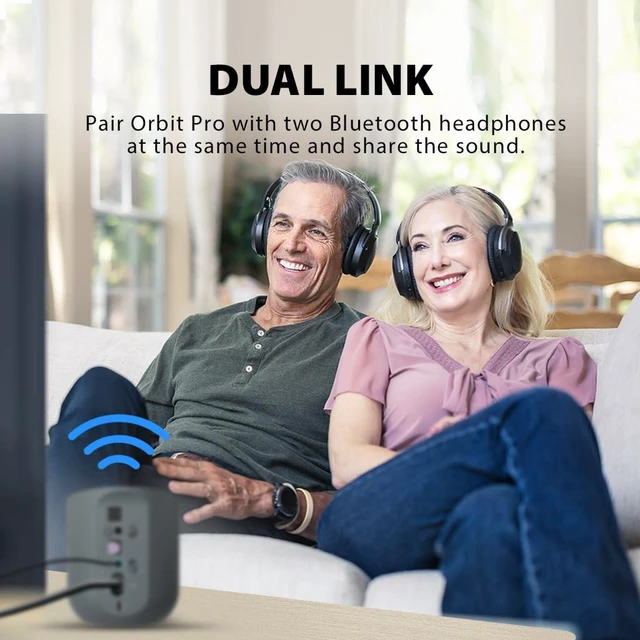 Alt view image 4 of 6 - Orbit Pro - Bluetooth TV Transmitter with LCD and Remote Connect AirPods or other headphones to TVs with optical or AUX output and adjust volume using the included remote