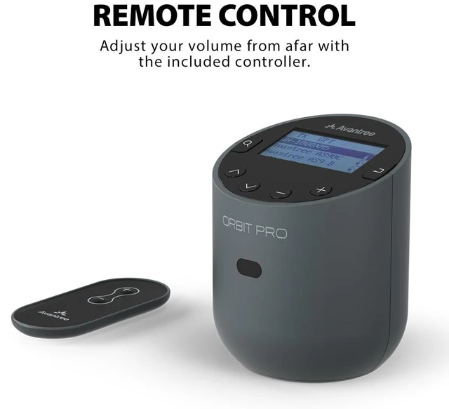 Alt view image 5 of 6 - Orbit Pro - Bluetooth TV Transmitter with LCD and Remote Connect AirPods or other headphones to TVs with optical or AUX output and adjust volume using the included remote