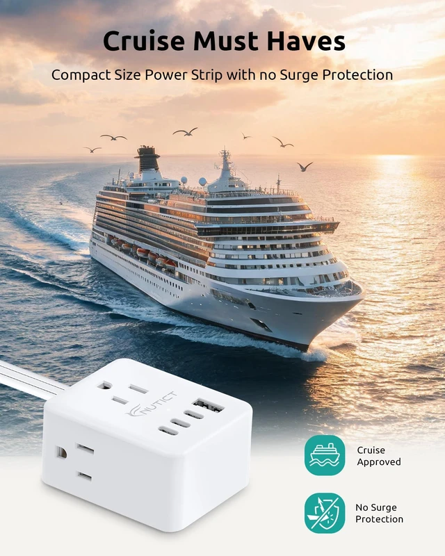 Alt view image 4 of 7 - 360° Rotating Flat Plug Power Strip with 3AC Outlets and 4 USB Ports 3FT Short Extension Cord, Wall Mountable, Compact Outlet Extender for Home Office Dorm Room, Cruise Travel Essentials, White