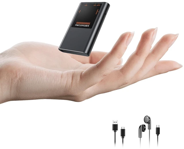 Main image of 128GB Magnetic Voice Recorder, Voice Activation & AI Noise Reduction HD Audio Recording Device, 9600 Hours Recording Files, Slide-To-Record, Dictaphone for Classes, Interviews, Meetings