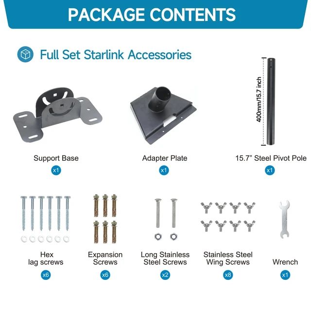 Alt view image 6 of 7 - Starlink Mount for Standard 4/4X/Gen 3, Starlink Roof/Wall Mount Kit Heavy-Duty Starlink Mounting Kit with Full Package Accessories Wind-Resistant, Easy to Install