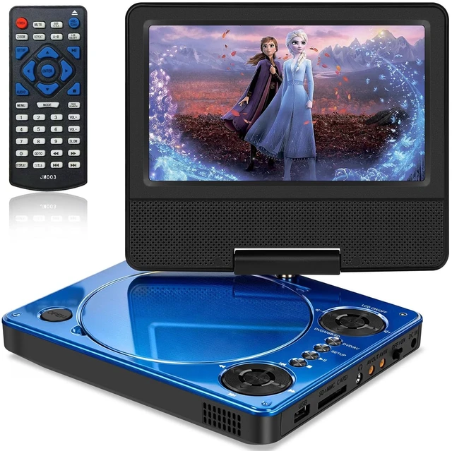 Main image of 9" Portable DVD Player for Car & Kids with 7" Swivel Screen, Blue 4-6H Playtime, Anti-Skip Protection, Dual Stereo Sound, USB/SD/AV Input, Multiple Disc Formats, TV Sync, Remote