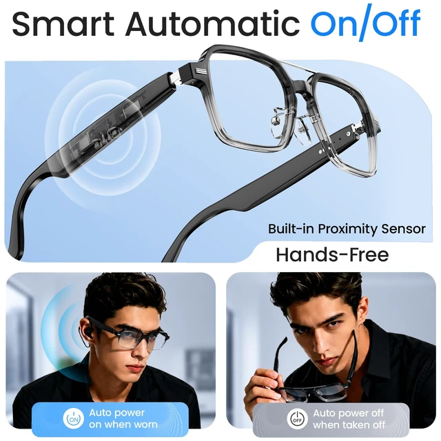 Alt view image 2 of 7 - Aviator Smart Glasses, Photochromic Lens, Bluetooth 5.3 Open-Ear Audio Wear-Sensing Auto On/Off, Music, Hands-Free Calls, UV/Blue Light Protection, 30g Ultra-Light Sunglasses for Travel & Daily