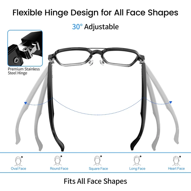 Alt view image 6 of 7 - Aviator Smart Glasses, Photochromic Lens, Bluetooth 5.3 Open-Ear Audio Wear-Sensing Auto On/Off, Music, Hands-Free Calls, UV/Blue Light Protection, 30g Ultra-Light Sunglasses for Travel & Daily