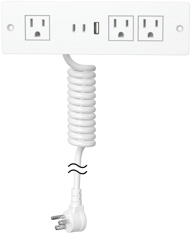 Main image of Drawer Outlet kit, Furniture Recessed Power Strip ETL Listed. White Flush Mount Charging Station with (3) PD 20W USB Ports & (3) 15A Plug for Cabinet in Desk Electrical Outlet