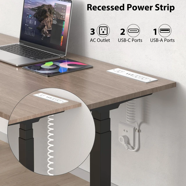 Alt view image 3 of 7 - Drawer Outlet kit, Furniture Recessed Power Strip ETL Listed. White Flush Mount Charging Station with (3) PD 20W USB Ports & (3) 15A Plug for Cabinet in Desk Electrical Outlet