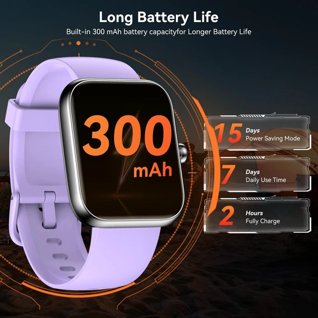 Alt view image 7 of 7 - Smart Watch with Alexa Built-in, 1.83" HD Touchscreen Fitness Tracker, Bluetooth Notifications, IP68 Waterproof, 120+ Sport Modes, 24/7 Heart Rate & Sleep Monitor for iPhone Android iOS (Purple)