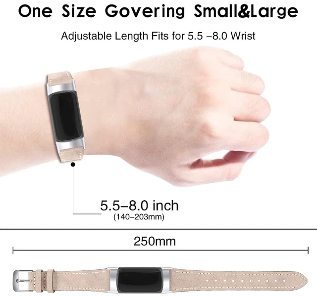 Alt view image 3 of 5 - Leather Bands Compatible with Fitbit Charge 6/Charge 5, Replacement Genuine Leather Straps for Women Men