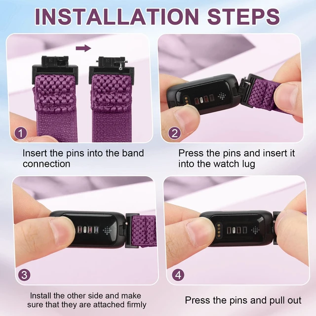 Alt view image 3 of 6 - 4 Pack Bands Compatible with Fitbit Inspire 3/Inspire 2/Inspire/Inspire HR/Ace 3/Ace 2 Band, Elastic Adjustable Nylon Loop Straps Replacement Sport Stretchy Wristband for Women Men