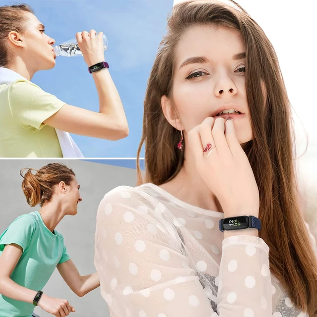 Alt view image 6 of 6 - 4 Pack Bands Compatible with Fitbit Inspire 3/Inspire 2/Inspire/Inspire HR/Ace 3/Ace 2 Band, Elastic Adjustable Nylon Loop Straps Replacement Sport Stretchy Wristband for Women Men
