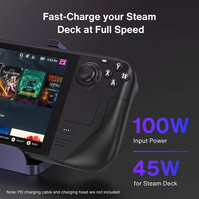 Alt view image 4 of 7 - 8-in-1 Steam Deck Dock for ASUS ROG Ally X/Legion Go/MSI Claw 4K@144Hz Docking Station, ROG Alloy/Valve Stream Deck OLED Hub, HDMI 2.1, 1Gbps Ethernet, 3*USB-A 3.0, 100W Charge