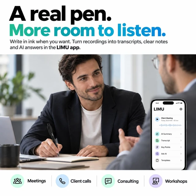 Alt view image 2 of 7 - AI Smart Pen Note Taker, 64GB Voice Recorder Pen No Subscription, 22h German design AI Pen Recorder Advanced GPT-5 AI Engineered, Transcribes, summarizes, mind maps & translates in 125 languages