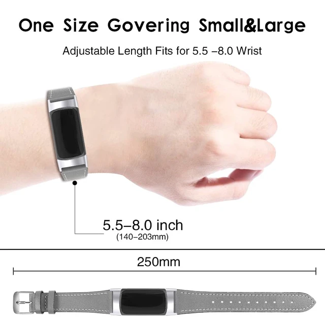 Alt view image 3 of 5 - Leather Bands Compatible with Fitbit Charge 6/Charge 5, Replacement Genuine Leather Straps for Women Men