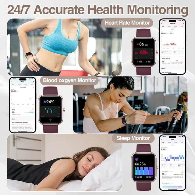 Alt view image 5 of 7 - Smart Watch for Women Men with Bluetooth Call, Alexa Built-in Smartwatch, 1.83"DIY Dial Fitness Watch with Sleep Heart Rate Monitor, 110+ Sport Modes, IP68 Waterproof Watch Compatible with Android iOS