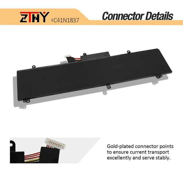 Alt view image 4 of 7 - 76Wh C41N1837 Laptop Battery Replacement for Asus Rog Zephyrus GA502 GU502 GX502 GU532 GX532 GA501I GA502IU GA502GU GA502IV GA532DU GU502DU GU502GU GU502GV GU502LW GU532LV GU532GU GX502GW 15.4V
