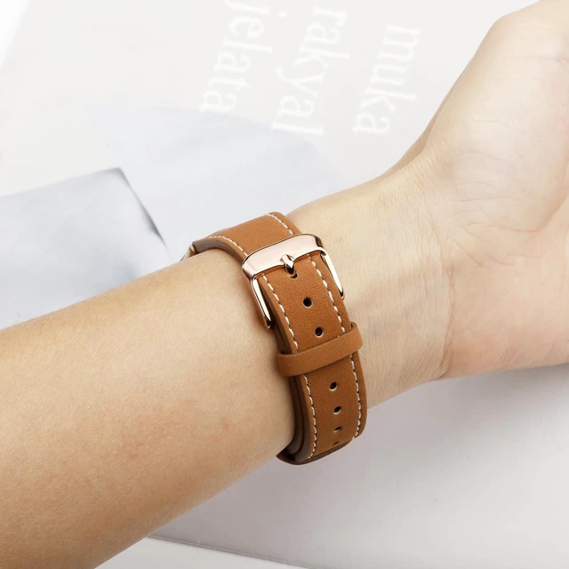 Alt view image 3 of 7 - Leather Bands Compatible with Fitbit Charge 6/Charge 5, Replacement Genuine Leather Straps for Women Men