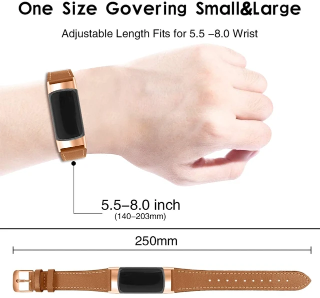 Alt view image 4 of 7 - Leather Bands Compatible with Fitbit Charge 6/Charge 5, Replacement Genuine Leather Straps for Women Men