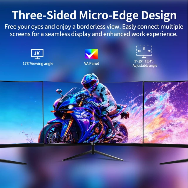 Alt view image 6 of 7 - 27 Inch Curved Gaming Monitor 144Hz-1080P FHD Computer Monitor,VESA Mount,HDMI/VGA Ports,Tilt Adjustable-Black