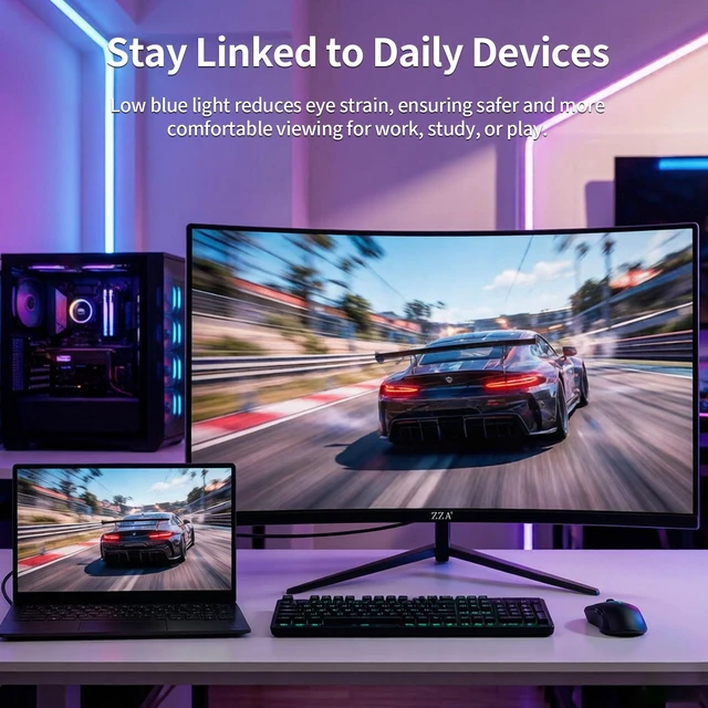 Alt view image 7 of 7 - 27 Inch Curved Gaming Monitor 144Hz-1080P FHD Computer Monitor,VESA Mount,HDMI/VGA Ports,Tilt Adjustable-Black