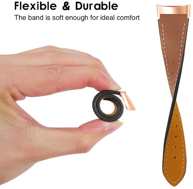 Alt view image 5 of 7 - Leather Bands Compatible with Fitbit Charge 6/Charge 5, Replacement Genuine Leather Straps for Women Men