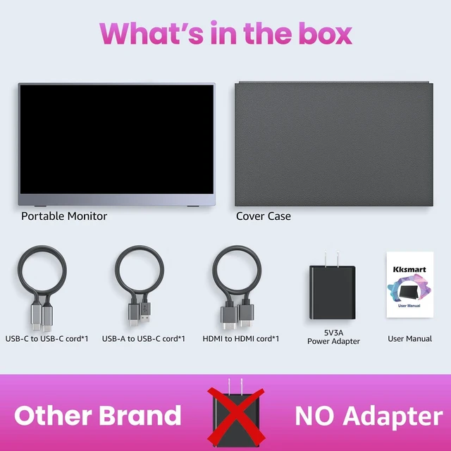 Alt view image 7 of 7 - Portable Monitor 15.6 inch 1080P FHD 86% sRGB 60Hz, Travel Monitor for Laptop MacBook Surface PC Xbox PS5, HDMI USB-C VESA Compatible Built-in Speaker