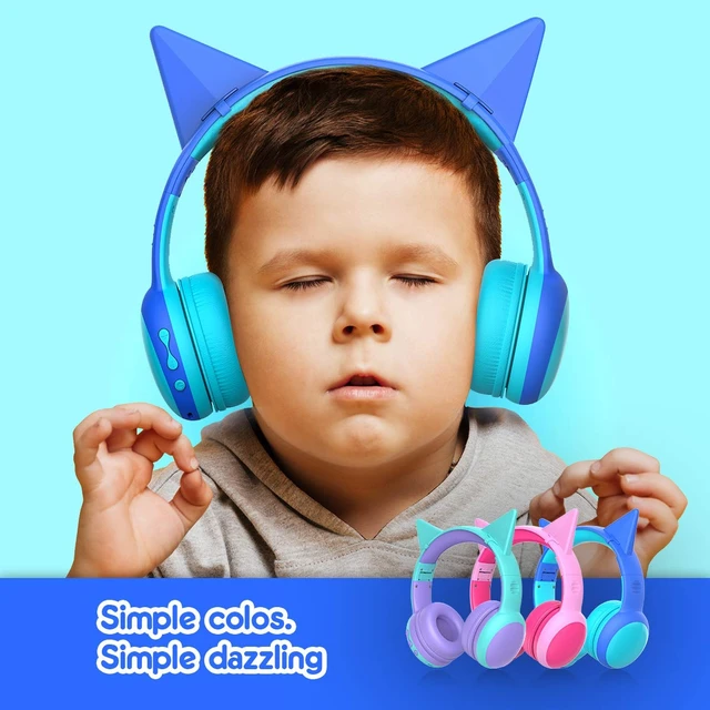 Alt view image 3 of 7 - Kids Bluetooth Headphones, Portable Wireless Headset for Kids, Bluetooth 5.3, Over-Ear Toddler Headphones with Microphone, 85dB Volume Limited, 40 Hours Playtime (Purple+Blue)