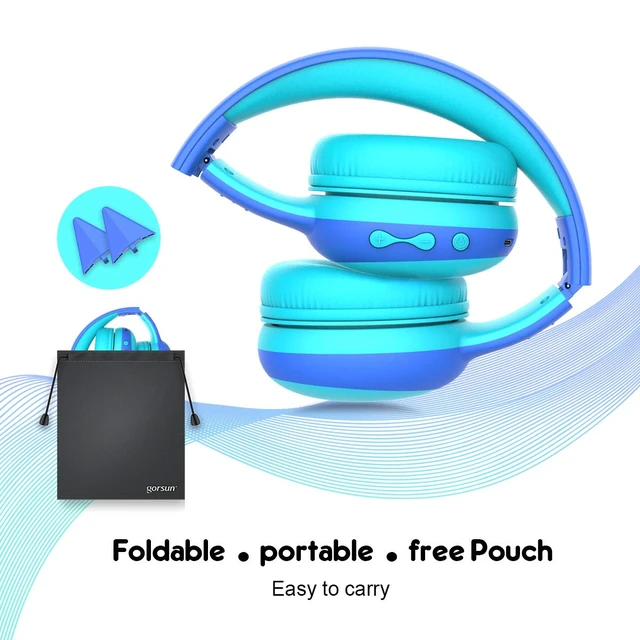Alt view image 6 of 7 - Kids Bluetooth Headphones, Portable Wireless Headset for Kids, Bluetooth 5.3, Over-Ear Toddler Headphones with Microphone, 85dB Volume Limited, 40 Hours Playtime (Purple+Blue)