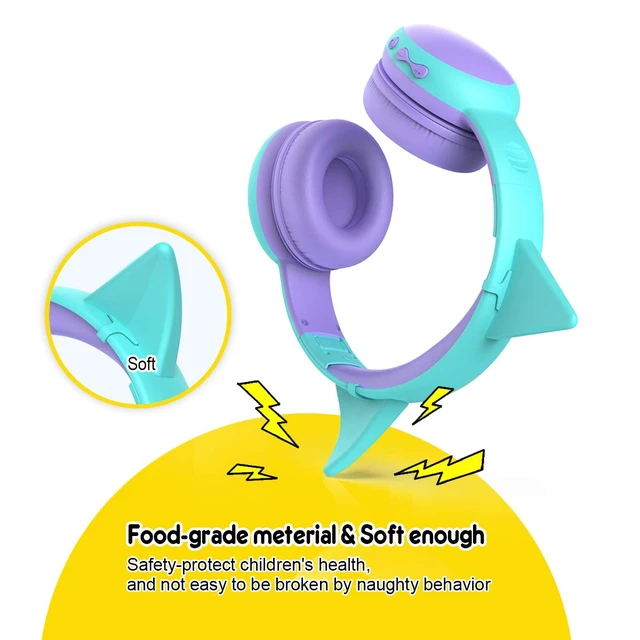 Alt view image 7 of 7 - Kids Bluetooth Headphones, Portable Wireless Headset for Kids, Bluetooth 5.3, Over-Ear Toddler Headphones with Microphone, 85dB Volume Limited, 40 Hours Playtime (Purple+Blue)