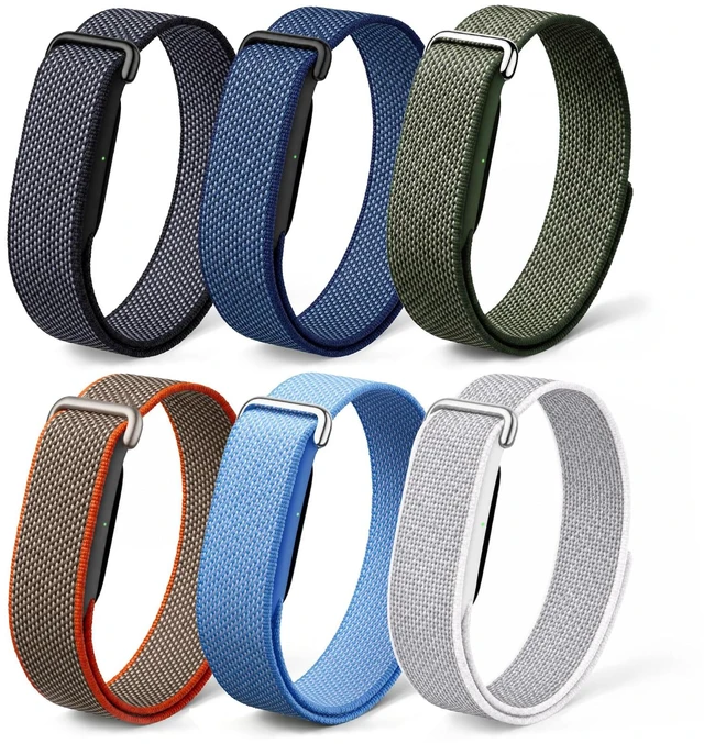 Main image of 3 Pack Nylon Replacement Bands Compatible with Google Fitbit Air Soft Breathable Sport Wristband, Lightweight Micro-Adjustable Hook-and-Loop Strap for Gym Workout, Women Men