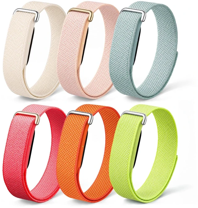 Main image of 3 Pack Nylon Replacement Bands Compatible with Google Fitbit Air Soft Breathable Sport Wristband, Lightweight Micro-Adjustable Hook-and-Loop Strap for Gym Workout, Women Men