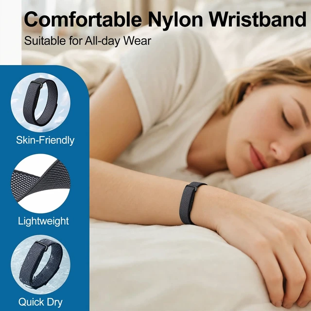Alt view image 4 of 7 - 3 Pack Nylon Replacement Bands Compatible with Google Fitbit Air Soft Breathable Sport Wristband, Lightweight Micro-Adjustable Hook-and-Loop Strap for Gym Workout, Women Men