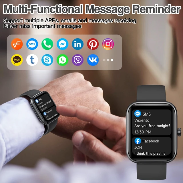 Alt view image 3 of 7 - Smart Watch for Women Men with Bluetooth Call, Alexa Built-in Smartwatch, 1.83"DIY Dial Fitness Watch with Sleep Heart Rate Monitor, 110+ Sport Modes, IP68 Waterproof Watch Compatible with Android iOS