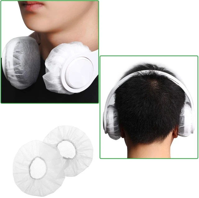 Alt view image 6 of 6 - 100 Pcs Disposable Over Ear Headphone Covers Stretch,11 Cm,White Sanitary Non-woven Earpad Covers for Shared Use, Fit Over-ear Headsets, Hygienic Protection for Gym Office Library Home