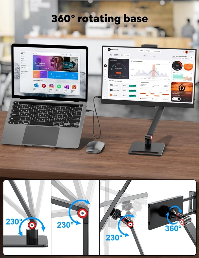 Alt view image 3 of 7 - 15.6 Portable Monitor with Adjustable Stand, 1080P FHD IPS Screen Extender, Laptop Stand & Smart Cover Included, Ultra Slim Travel Monitor with Eye Protection, Plug and Play for Laptop/PC/Mac