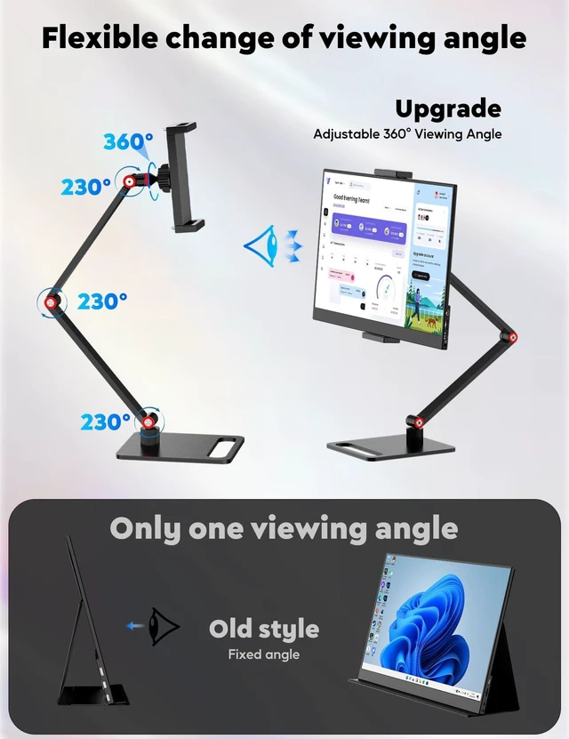 Alt view image 6 of 7 - 15.6 Portable Monitor with Adjustable Stand, 1080P FHD IPS Screen Extender, Laptop Stand & Smart Cover Included, Ultra Slim Travel Monitor with Eye Protection, Plug and Play for Laptop/PC/Mac
