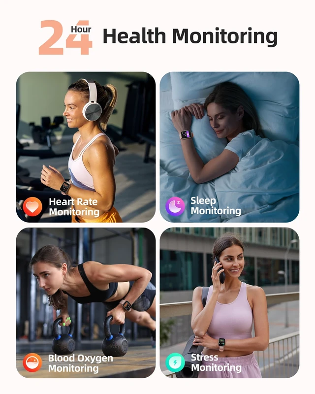 Alt view image 4 of 7 - Smart Watch, 5ATM Waterproof Watch for Swimming, 110+ Sport Modes Fitness Activity Tracker, Heart Rate/Sleep/SpO2/Calories Monitor, Pedometer, Fitness Watch for Android & iPhone, Rose Gold