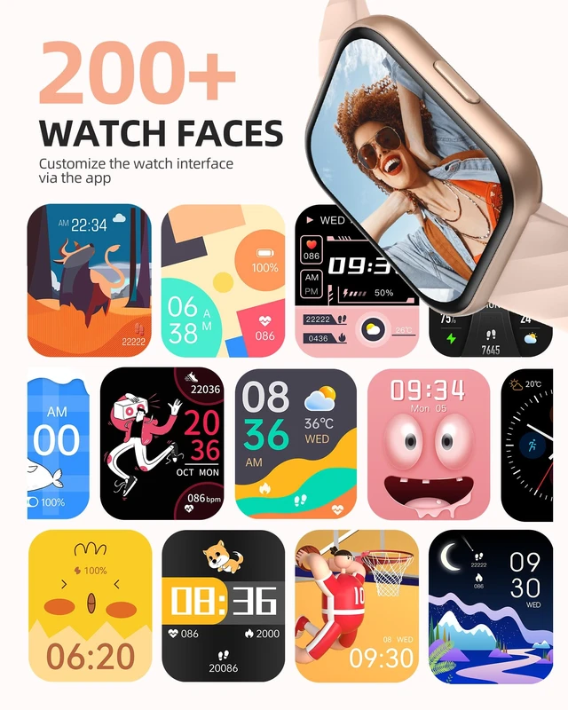 Alt view image 6 of 7 - Smart Watch, 5ATM Waterproof Watch for Swimming, 110+ Sport Modes Fitness Activity Tracker, Heart Rate/Sleep/SpO2/Calories Monitor, Pedometer, Fitness Watch for Android & iPhone, Rose Gold