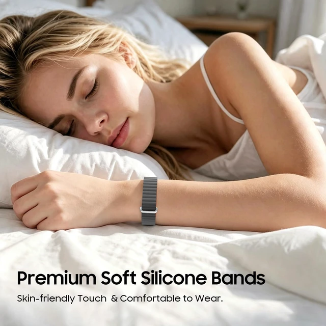 Alt view image 3 of 7 - Magnetic Silicone Sport Band Compatible with Google Fitbit Air Soft Silicone Solo Loop, Strong Magnets, Auto Quick Lock, Adjustable Strap Replacement Wristband, Waterproof & Sweatproof