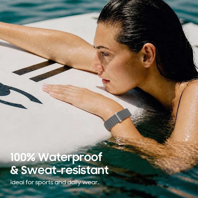 Alt view image 4 of 7 - Magnetic Silicone Sport Band Compatible with Google Fitbit Air Soft Silicone Solo Loop, Strong Magnets, Auto Quick Lock, Adjustable Strap Replacement Wristband, Waterproof & Sweatproof