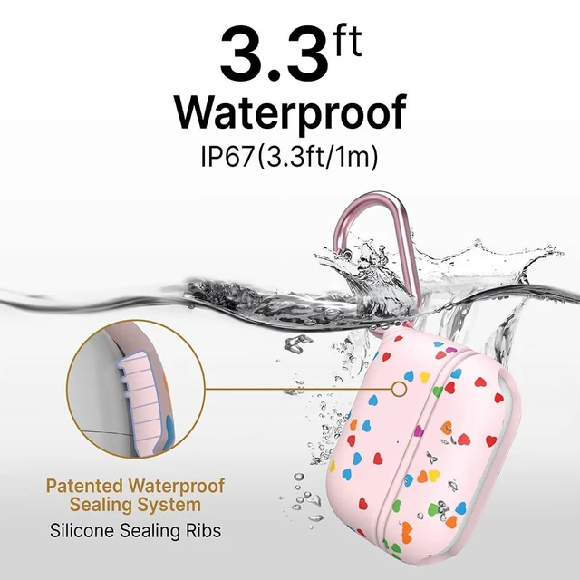 Alt view image 4 of 7 - Waterproof Case for AirPods Pro 2nd Generation and AirPods Pro 1st Generation - Wireless and USB-C Charging Compatible, One Piece Design, High Drop Protection Case with Carabiner