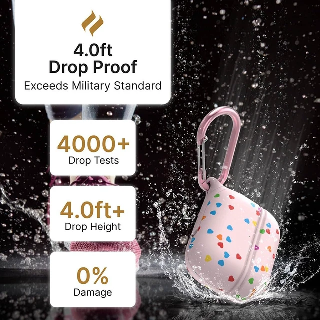 Alt view image 3 of 7 - Waterproof Case for AirPods Pro 2nd Generation and AirPods Pro 1st Generation - Wireless and USB-C Charging Compatible, One Piece Design, High Drop Protection Case with Carabiner