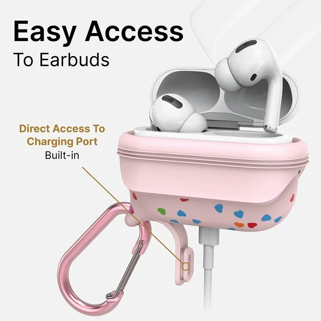 Alt view image 7 of 7 - Waterproof Case for AirPods Pro 2nd Generation and AirPods Pro 1st Generation - Wireless and USB-C Charging Compatible, One Piece Design, High Drop Protection Case with Carabiner