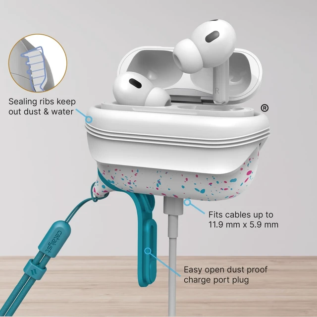 Alt view image 4 of 7 - Waterproof Case for AirPods Pro 2nd Generation and AirPods Pro 1st Generation - Wireless and USB-C Charging Compatible, One Piece Design, High Drop Protection Case with Lanyard