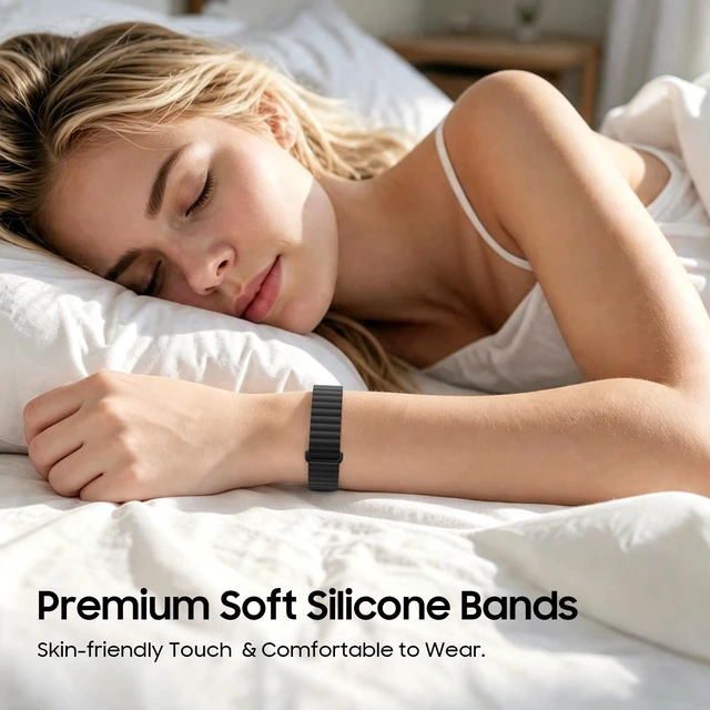 Alt view image 3 of 7 - Magnetic Silicone Sport Band Compatible with Google Fitbit Air Soft Silicone Solo Loop, Strong Magnets, Auto Quick Lock, Adjustable Strap Replacement Wristband, Waterproof & Sweatproof