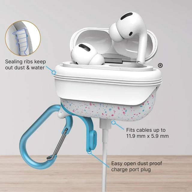 Alt view image 4 of 7 - Waterproof Case for AirPods Pro 2nd Generation and AirPods Pro 1st Generation - Wireless and USB-C Charging Compatible, One Piece Design, High Drop Protection Case with Carabiner